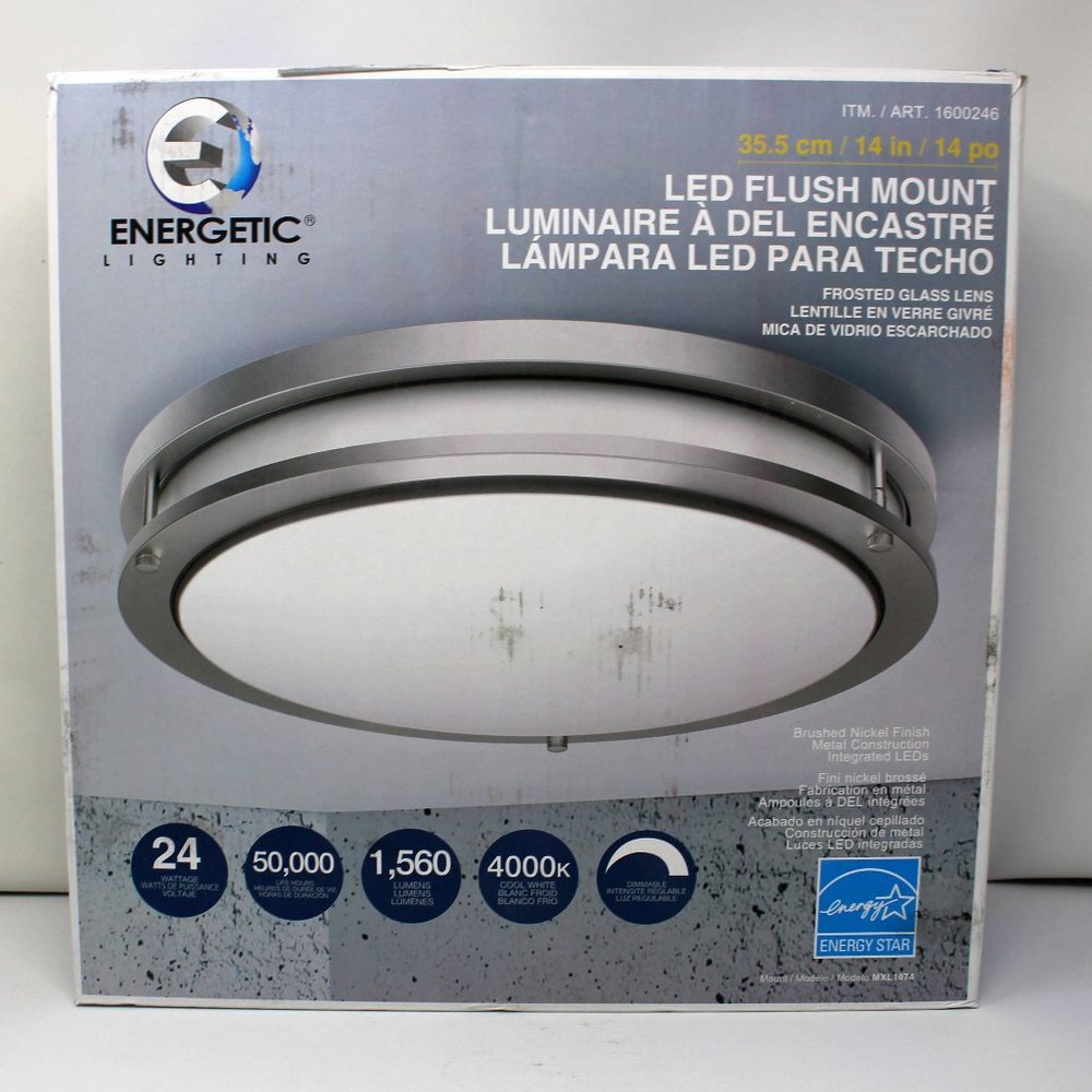 14 Inch LED Flush Mount Ceiling Light Brushed Nickel Finish